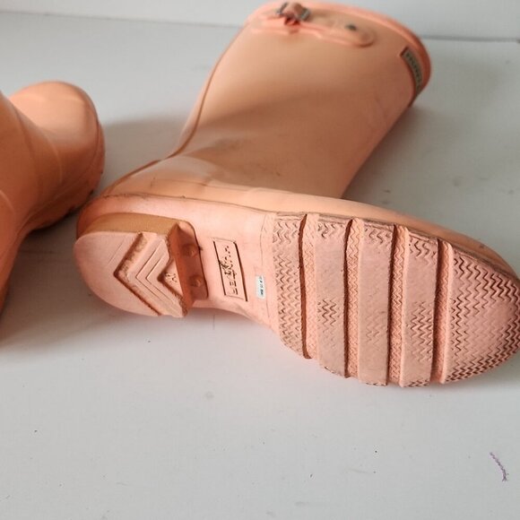 HUNTER | Tall Rain Boots Salmon Pink Orange Girls Sz 4 - Picture 6 of 6